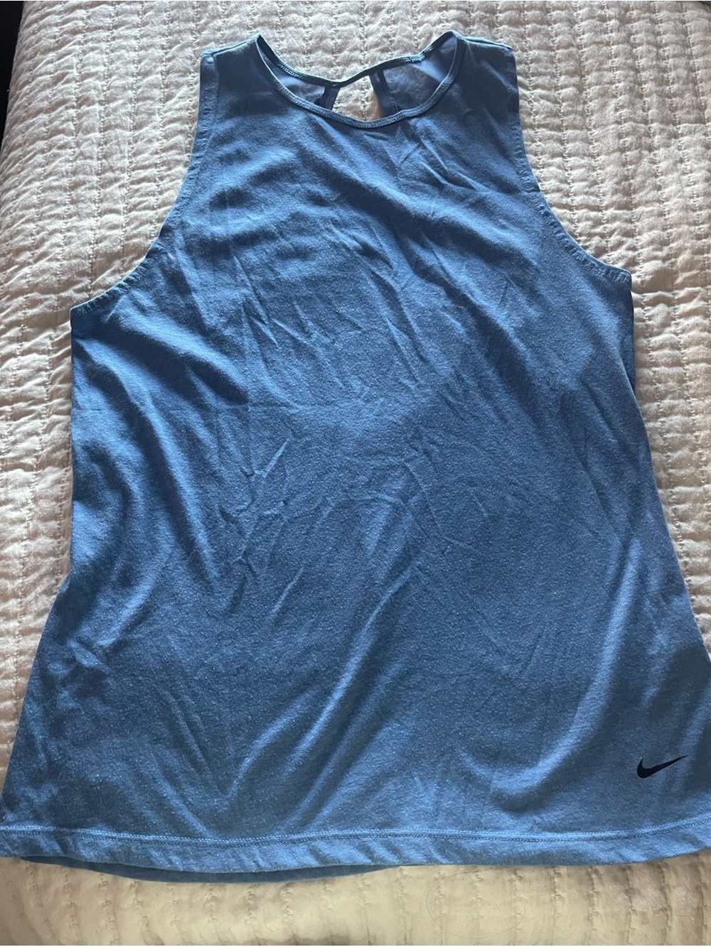 Nike Light Blue Women's Workout Tank with Back Strap Mesh Detail
